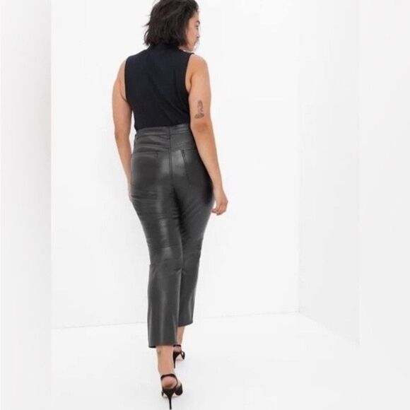 Gap High Rise Faux-Leather Vintage Slim Jeans 30/10 Petite Mistletoe Green NWT - Picture 5 of 16